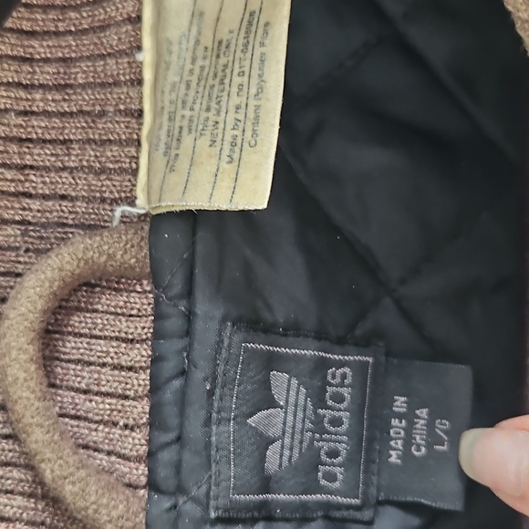 adidas Brown Bomber Jacket with Gold Stripes - Picture 2 of 6